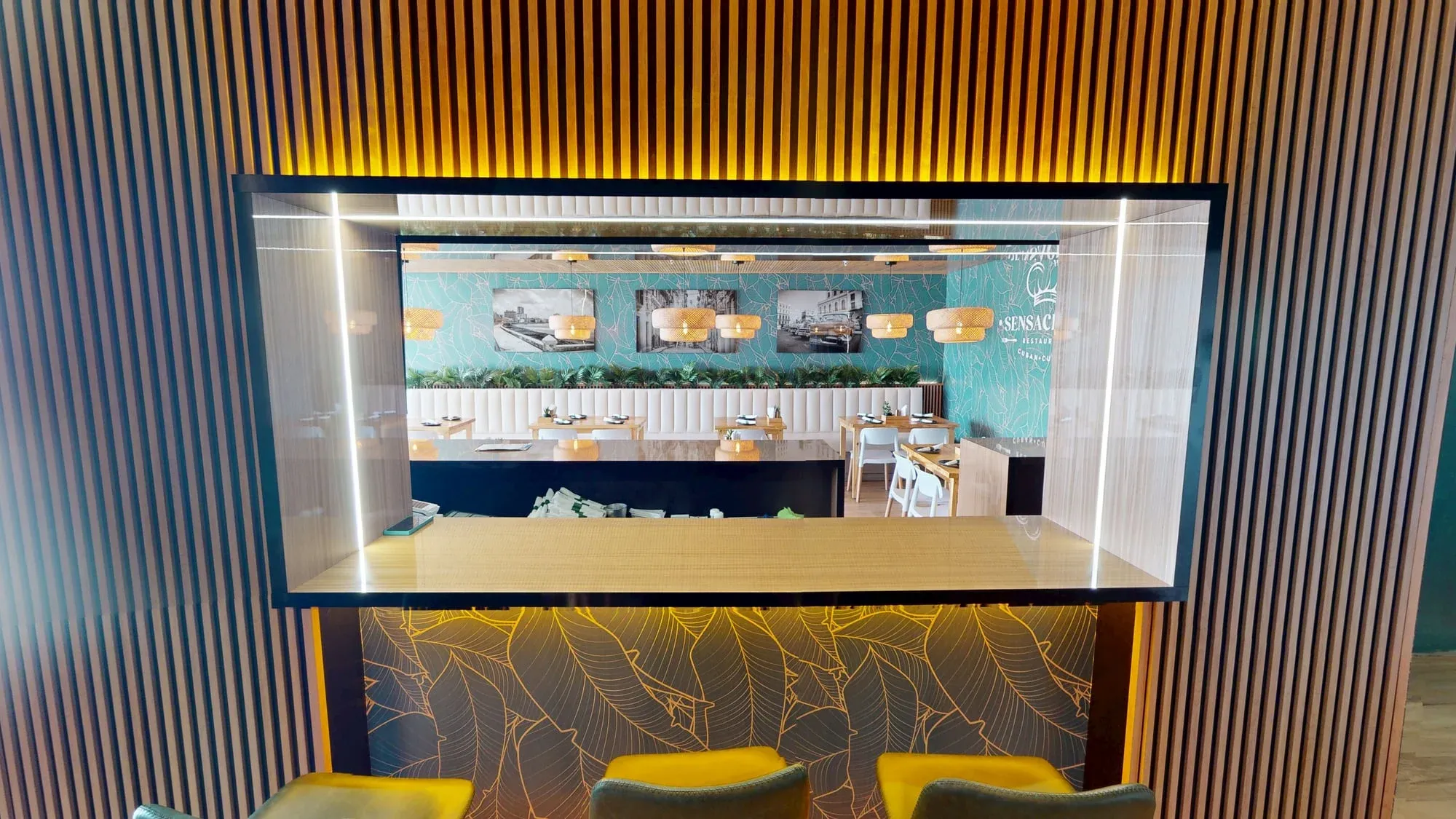 Elegant interior design at Sensaciones Cuban restaurant